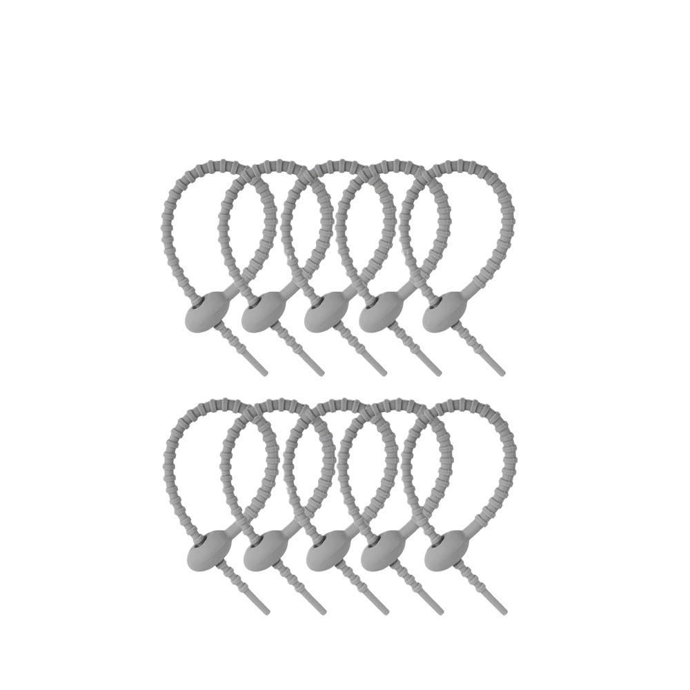 Cable Ties 50pcs 18cm Silicone Reusable Bag Ties Twist Wire Fasten Cable Zip Tie Headset Data Lines DIY for Home Office School(50PCS Gray)