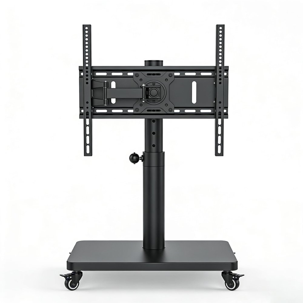 32-90 Inch Universal TV Mobile Floor Cart Stand - Rotating Rolling Display Mount with Adjustable Height & Locking Wheels