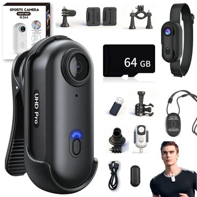 Crexyyo POV Capture Pro 3.0, POV Pro 4k Camera, New Ultra Wide Angle Wearable Body Adventure Action Cam, Video Record Night Vision Waterproof with 128g Card, for Cycling, Diving (Black 64GB, 1080)