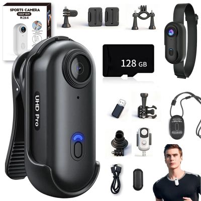 Crexyyo POV Capture Pro 3.0, POV Pro 4k Camera, New Ultra Wide Angle Wearable Body Adventure Action Cam, Video Record Night Vision Waterproof with 128g Card, for Cycling, Diving (Black 128GB, 4K)
