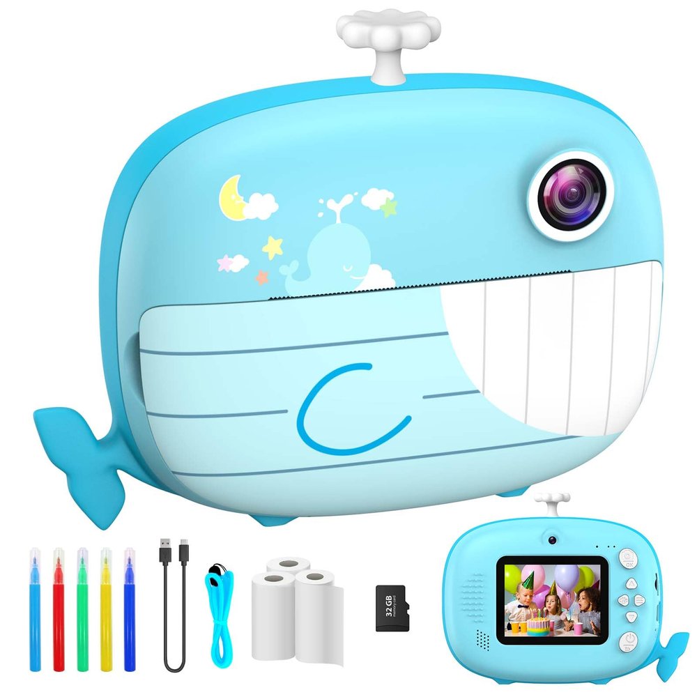Kids Camera Instant Print 12MP Instant Camera Ink Free Printing Camera for Boys Grils Aged 3-10 Selfie Camera for Kids 3-12 Year Old Boys Girls Gifts Blue