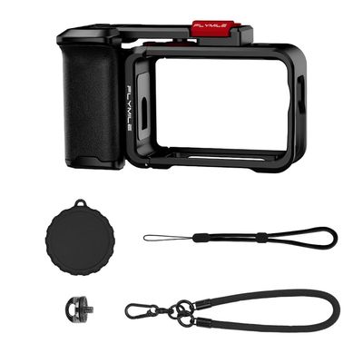 Street Shooting Set Suitable for DJI OSMO Action 6, Aluminum Alloy Protective Case Street Photography Mount Photography Mount + Lens Cover + Hand Rope