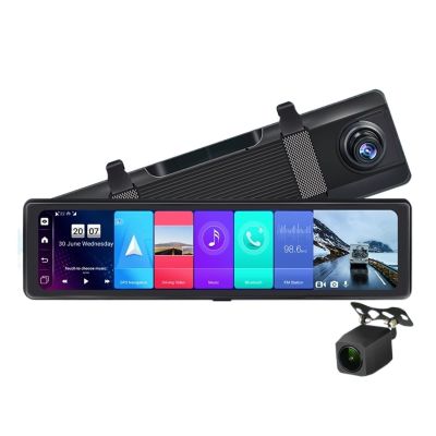 12 Inch 4G Dual Camera Car Mirror Video Recorder GPS Navigation ADAS 1080P Dash Cams Remote Surveillance WiFi(P80 with 6 Meter,32G)