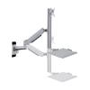 Adjustable Wall Mount Monitor Bracket Arm w/Foldable Keyboard Tray Industrial Monitor Stand for Monitors up to 32",Wall Mount Lift Workstation (Silver A) view 1