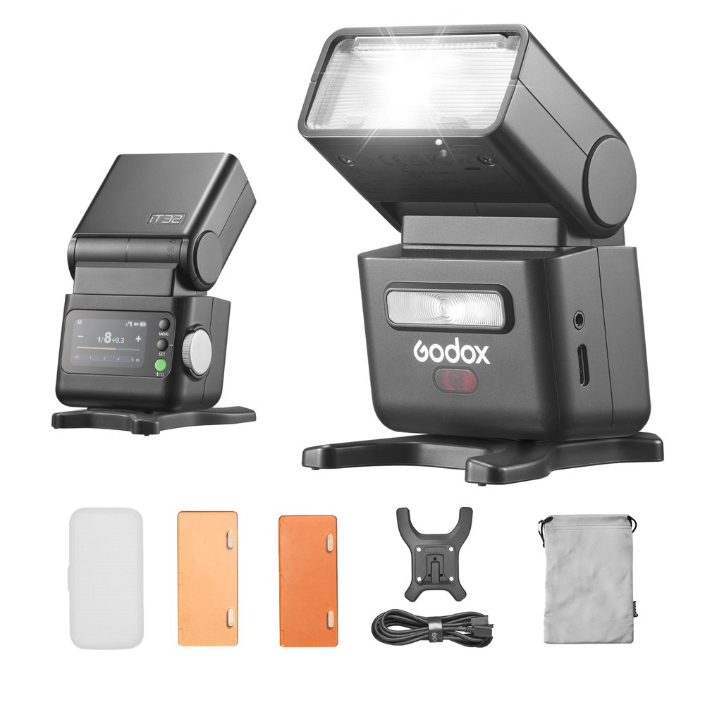 Godox iT32 TTL Camera Flash, Matching X5 Wireless Flash Trigger, Compatible with Canon, Sony, Nikon, Fuji, Olympus Camera etc, Magnetic Hotshoe&Trigger 2-in-1, 2.4G Wireless, GN18, Recycle Time 1.5s