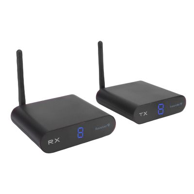 PUSOKEI Wireless AV Transmitter and Receiver Kit, 200M Range Through Walls with 8 Channels, Plug and Play for DVD/Camera/TV, Anti - Interference Long Distance Wireless Video Audio (US Plug)