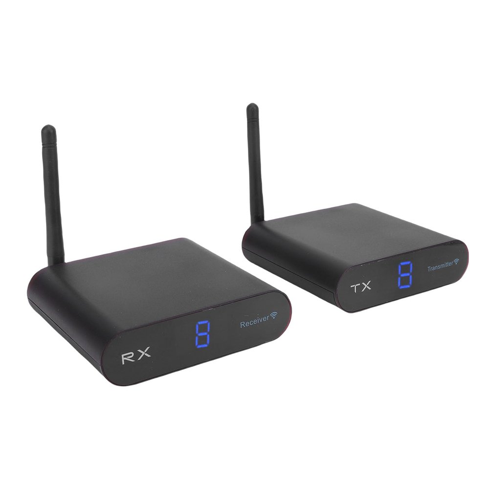 PUSOKEI Wireless AV Transmitter and Receiver Kit, 200M Range Through Walls with 8 Channels, Plug and Play for DVD/Camera/TV, Anti - Interference Long Distance Wireless Video Audio (US Plug)