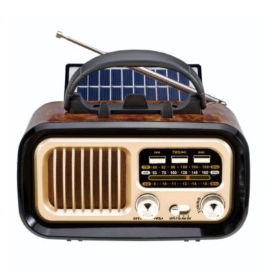 Jectse Retro Radio with Speaker, Portable AM FM Shortwave Solar Powered Rechargeable Vintage Radio, with USB Memory Card Playback and, for Outdoor Camping Home Decor (Black)
