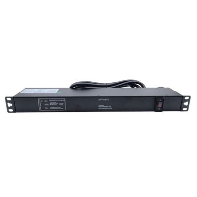 6-15P Steel Plate Body 14GW 9-Foot 1U 19 inch Horizontal Installation 10 Socket Overload Protection Anti Electric Shock Module Rack Mounted Power Distribution Unit