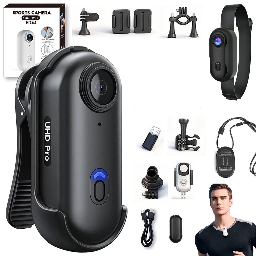 Crexyyo POV Capture Pro 3.0, POV Pro 4k Camera, New Ultra Wide Angle Wearable Body Adventure Action Cam, Video Record Night Vision Waterproof with 128g Card, for Cycling, Diving (Black no Card, 4K)