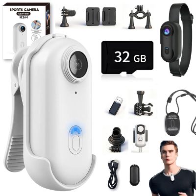 Crexyyo POV Capture Pro 3.0, POV Pro 4k Camera, New Ultra Wide Angle Wearable Body Adventure Action Cam, Video Record Night Vision Waterproof with 128g Card, for Cycling, Diving (White 32GB, 4K)