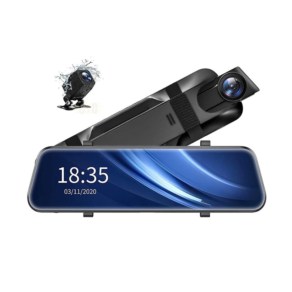 2.5K Mirror Dual Dash Cam 1080P Voice Control 10inch Touch Screen Rear View Mirror Camera Smart Parking(2K 1080P 6M)