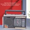 Yoidesu Retro Radio, Multifunctional AM FM SW Bluetooth Speaker with Clock and Flashlight, Portable Vintage Radios with Telescopic Antenna for Home and Office Use (Gold) view 2