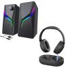AYJBKL Computer Speakers with Wireless Headphones for TV, Bluetooth 5.3 Over-Ear Headset 702-V10