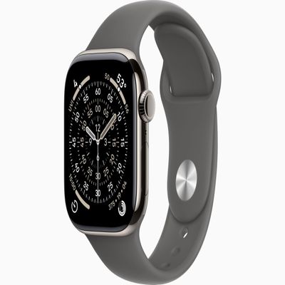 Apple Watch Series 11 [GPS + Cellular, 42mm] Natural Titanium Case with Stone Gray Sport Band, M/L (Renewed)
