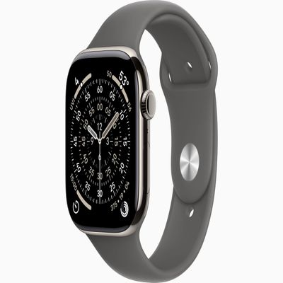 Apple Watch Series 11 [GPS + Cellular, 46mm] Natural Titanium Case with Stone Gray Sport Band, S/M (Renewed)