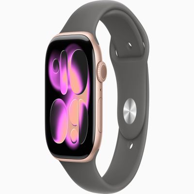 Apple Watch Series 11 [GPS + Cellular, 46mm] Rose Gold Aluminum Case with Stone Gray Sport Band, S/M (Renewed)