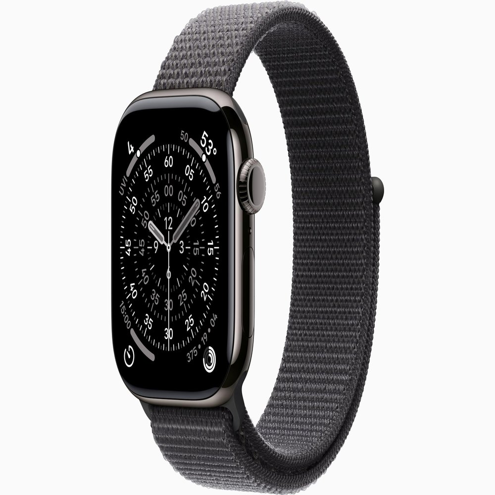 Apple Watch Series 11 [GPS + Cellular, 42mm] Slate Titanium Case with Dark Gray Sport Loop Band, One Size (Renewed)