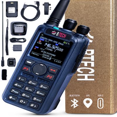 BTECH DA-7X2 Dual Band DMR Digital + Analog Handheld Radio, True Dual Receive VHF/UHF, 7W Peak, AM Airband (108136) + FM Broadcast RX, Cross-Band Repeater, Recording, Advanced Audio