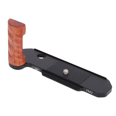 Denash Wooden Camera Handle,L Shape Handgrip Baseplate Mount for FM2 Camera,Anodized Lightweight Camera Metal L Bracket with Wood Handle (Black)