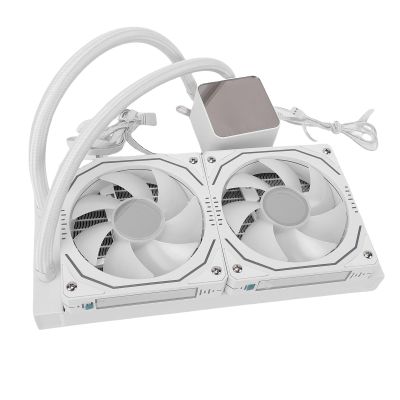 GOWENIC ARGB CPU Liquid Cooler, 2.2 Inch LCD Screen PWM Fans with Synchronized RGB Lighting, for LGA 1700 1851 1200 115X AM5 AM4 AM3 Sockets (White)