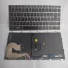 100% New Gerrit New Spanish Design for HP EliteBook 840 G5 846 G5 840 G6 Backlit Keyboard with Mouse Stick Silver Frame view 1