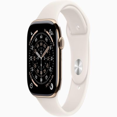 Apple Watch Series 11 [GPS + Cellular, 46mm] Gold Titanium Case with Starlight Sport Band, M/L (Renewed)