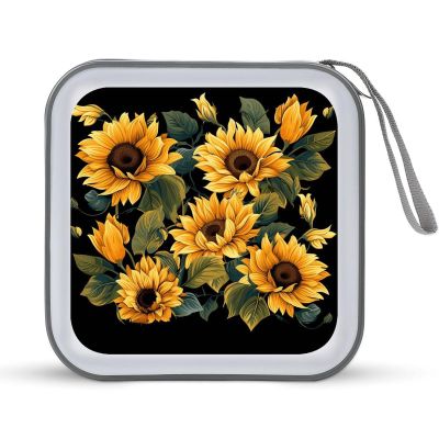 FodPand Sunflower Thank You for Brightening My Life CD Case 40 Capacity DVD Case Hard Plastic Disc Booklet VCD Storage Box Portable Zipper DVD Holder Large Media Binder for Car Home Office Travel