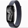 Apple Watch Series 11 [GPS + Cellular, 46mm] Jet Black Aluminum Case with Anchor Blue Sport Loop Band, One Size (Renewed) view 1