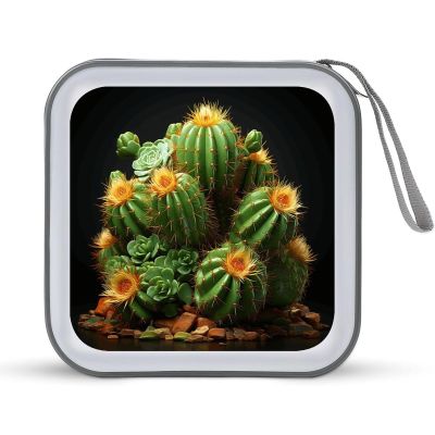 FodPand Cacti And Succulents CD Case 40 Capacity DVD Case Hard Plastic Disc Booklet VCD Storage Box Portable Zipper DVD Holder Large Media Binder for Car Home Office Travel