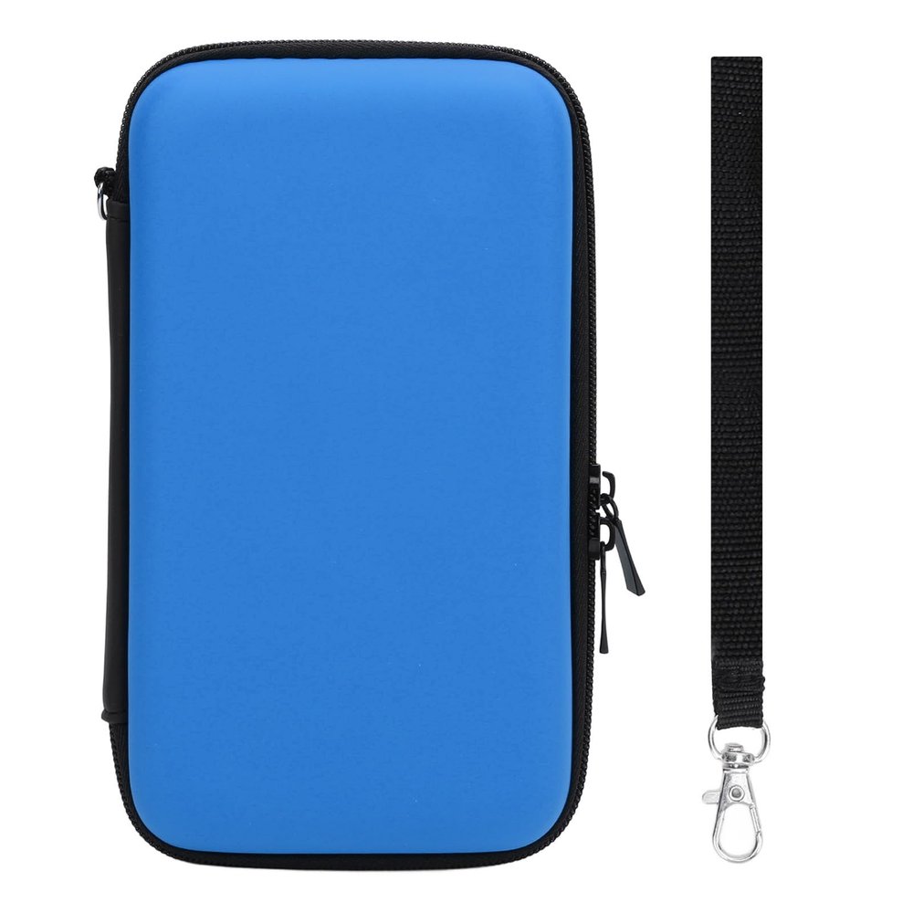 ANGGREK Carrying Case, Hard Shell Travel Case with 8 Game Slots PU Exterior for New 3DS 3DS 2DS LL Console Accessories (Blue)
