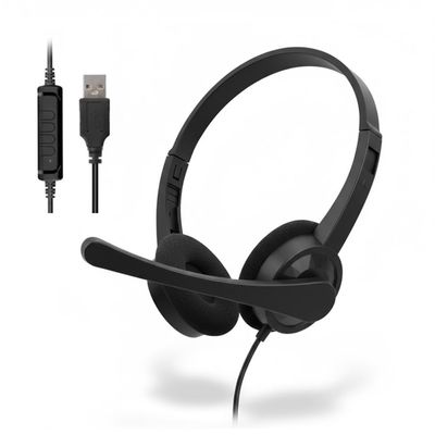 ENCASED USB Headset with in-Line Controls, Rotatable Mic for PC/Laptop