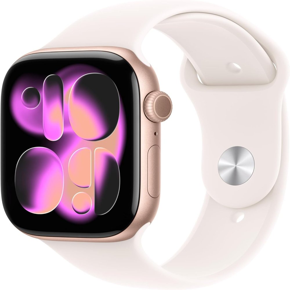 Apple Watch Series 11 [GPS + Cellular, 46mm] Gold Titanium Case with Light Blush Sport Band, S/M (Renewed)