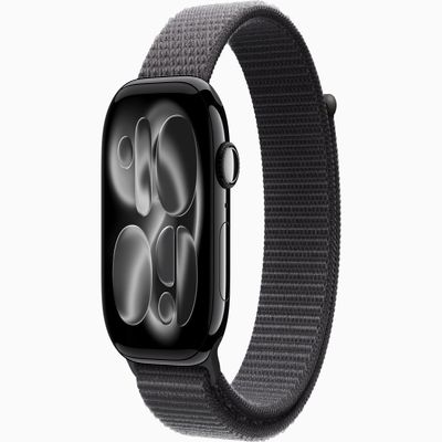 Apple Watch Series 11 [GPS, 46mm] Jet Black Aluminum Case with Dark Gray Sport Loop Band, One Size (Renewed)