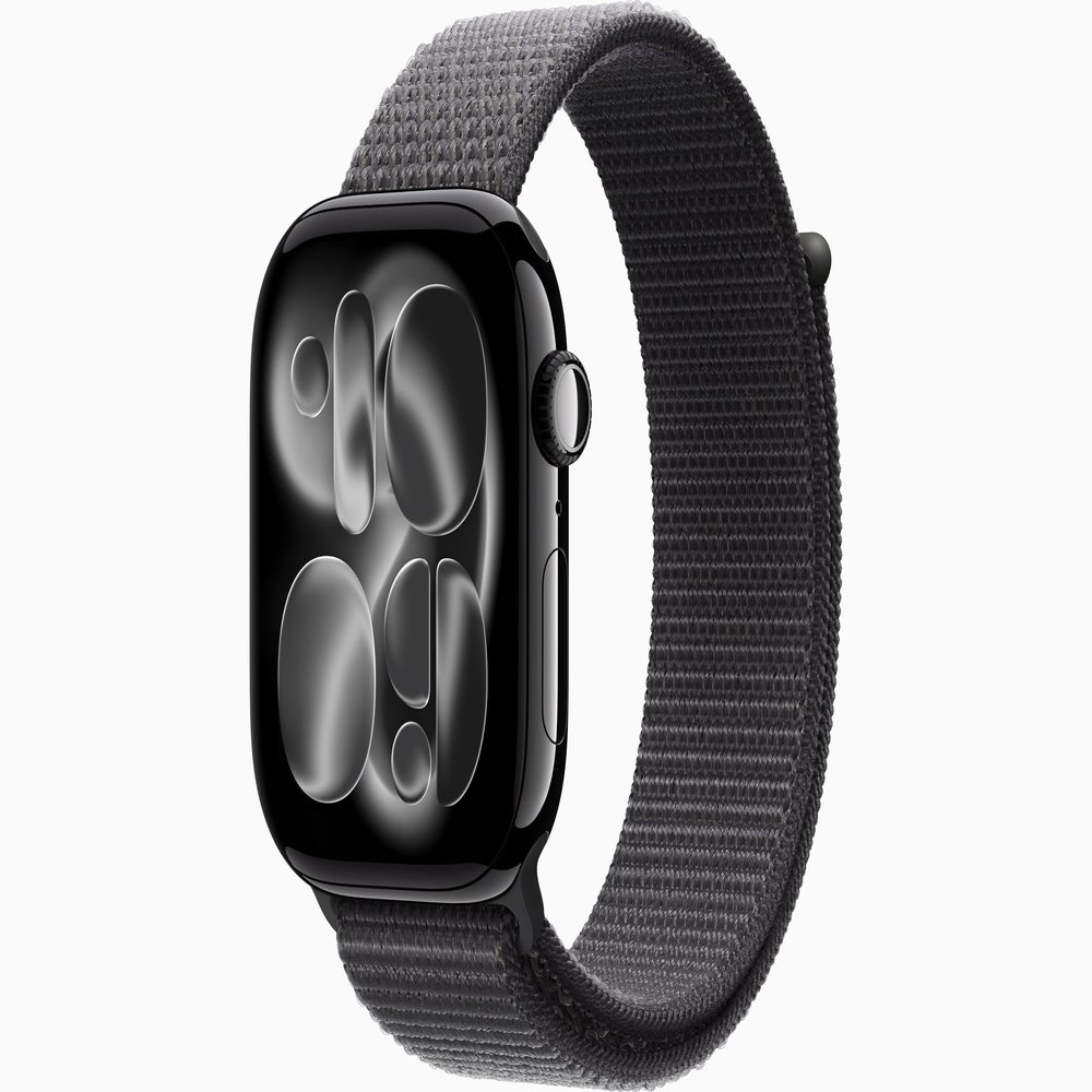 Apple Watch Series 11 [GPS, 46mm] Jet Black Aluminum Case with Dark Gray Sport Loop Band, One Size (Renewed)