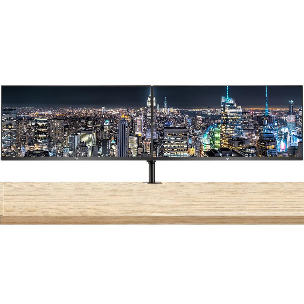 HP Series 3 Pro 27-inch 327ph Full HD (1920 x 1080) LCD IPS Monitor, 2-Pack, VGA, DisplayPort, Integrated Speakers Bundled with Desk Mount Dual Monitor Stand