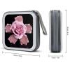 FodPand Glitter Pink Rose CD Case 40 Capacity DVD Case Hard Plastic Disc Booklet VCD Storage Box Portable Zipper DVD Holder Large Media Binder for Car Home Office Travel view 2
