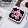 FodPand Glitter Pink Rose CD Case 40 Capacity DVD Case Hard Plastic Disc Booklet VCD Storage Box Portable Zipper DVD Holder Large Media Binder for Car Home Office Travel view 4