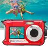 Xiuganpo Underwater Camera, 2.7K 48MP Water Digital Camera with 2.7 Inch Rear LCD Screen and 1.8 Inch Front Screen, Video Recorder for Snorkeling Swimming and Outdoor Adventures (Red) view 2