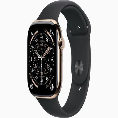 Apple Watch Series 11 [GPS + Cellular, 46mm] Gold Titanium Case with Black Sport Band, M/L (Renewed)