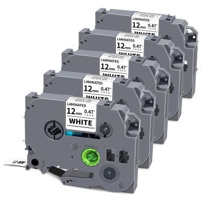 5-Pack TZe-231 Tape 12mm 0.47 Laminated White Compatible for Brother P Touch Label Tape TZe-231 TZe231 TZ-231 for Ptouch PT-D220 PTD200 PTD210 PTD600 PTD400 PTH110 Label Maker, Black on White