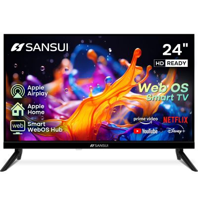SANSUI 24 inch 768P DLED Smart WebOS TV | Small Television with chromecast Built in | WebOS hub Compatible with HomeKit | Support Airplay & WiFi Connection & Bluetooth 5.2&2 * 8w Speakers