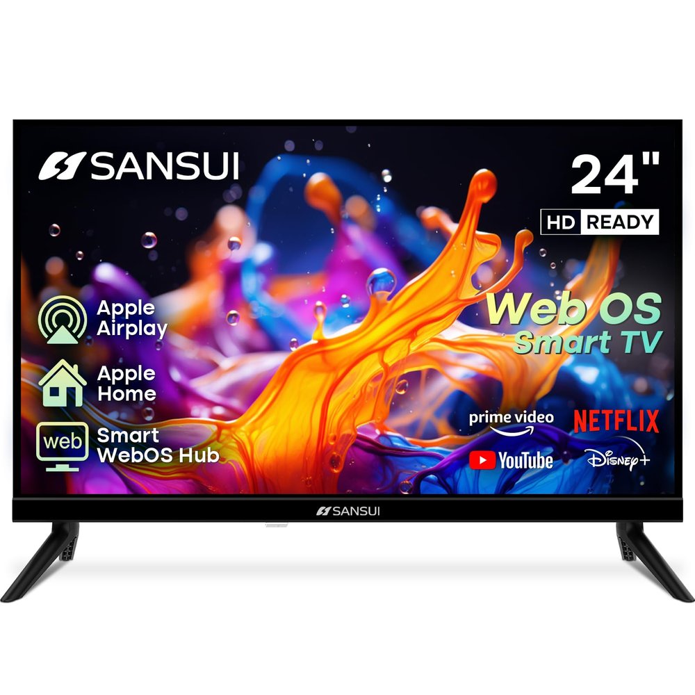 SANSUI 24 inch 768P DLED Smart WebOS TV | Small Television with chromecast Built in | WebOS hub Compatible with HomeKit | Support Airplay & WiFi Connection & Bluetooth 5.2&2 * 8w Speakers