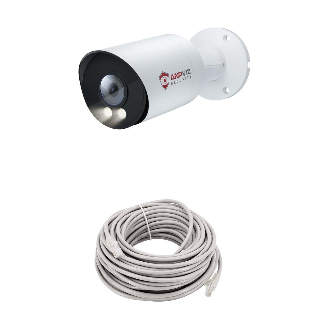 Anpviz 6MP Bullet PoE IP Camera with Human & Vehicle Detection+ 60FT Feet CAT6 Ethernet Network Cable