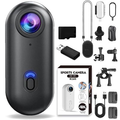 POV 4K Pro Action Camera, 4k Wearable Body Camera, 170 Wide-Angle, Waterproof, Night Vision, for Running Cycling Swimming Hiking Adventure Etc (Black,128G)