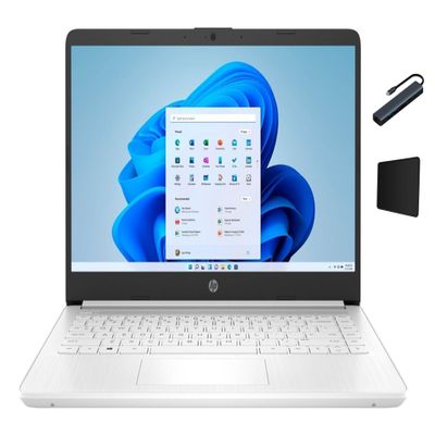 HP 14" HD Business Laptop, Intel Celeron N4500, 8GB DDR4 RAM, 64GB eMMC + 1TB SSD, Copilot AI, Win11 Home in S Mode, 1 Year Microsoft 365 Included, Snowflake White with TGY Accessories