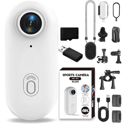 POV 4K Pro Action Camera, 4k Wearable Body Camera, 170 Wide-Angle, Waterproof, Night Vision, for Running Cycling Swimming Hiking Adventure Etc (White,64G)