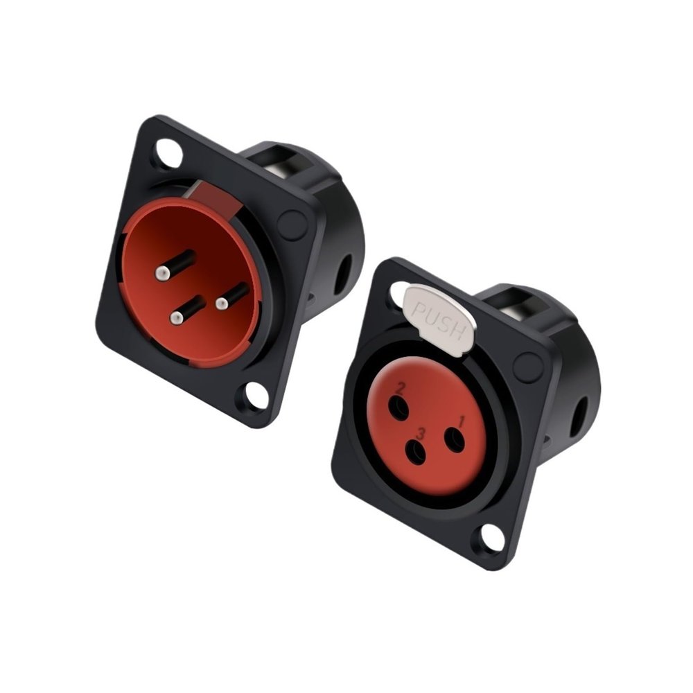 CTGFBUW 1pc 3Pin Male Female Socket Audio Microphone Jack Plug Connector(1xM-1xF-Red)