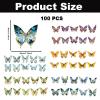 100PCS Holographic Butterfly Stickers, Glitter Iridescent 3D Butterfly Stickers, Sparkly Crystals Waterproof Stickers for DIY Crafts Journaling Planner Scrapbooking Gift Wrapping Decoration view 2