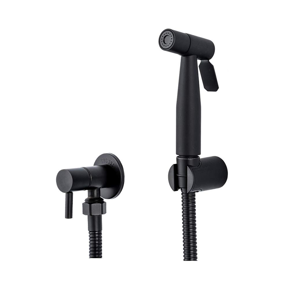 RWYRBNSL BlackSprayer Stainless Steel Handheld Shower Toilet Sprayer Single Cold Wall MountedSprayer with 1.15M Hose for Bathroom